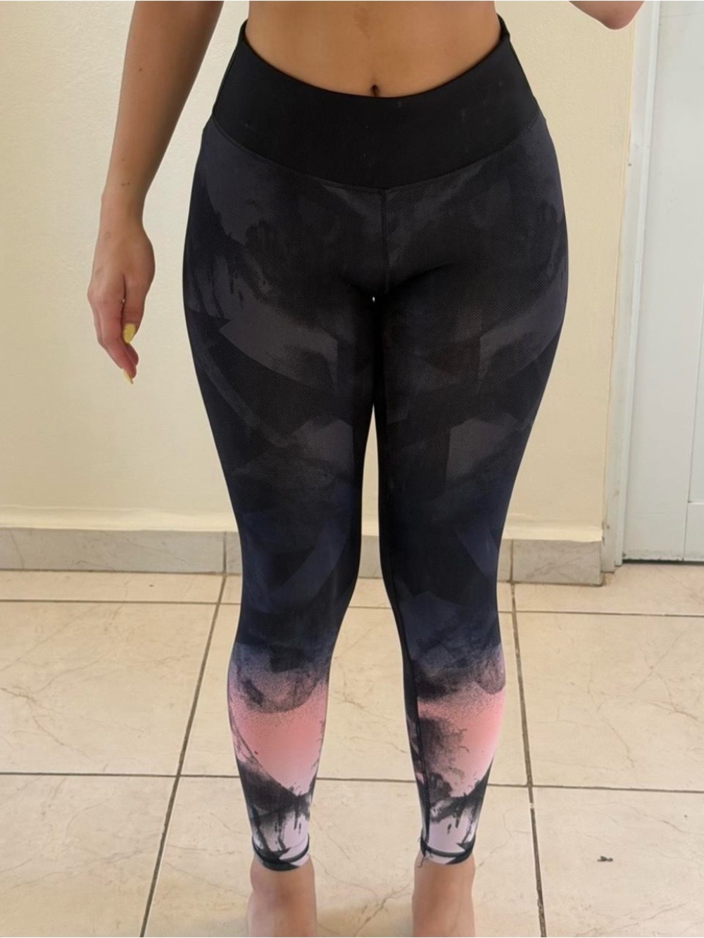 H&M Black Leggings with Pink Ombre Ankle Detail